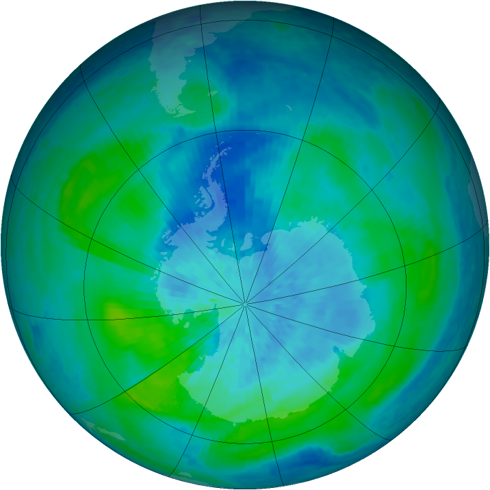 Antarctic ozone map for 17 March 2004